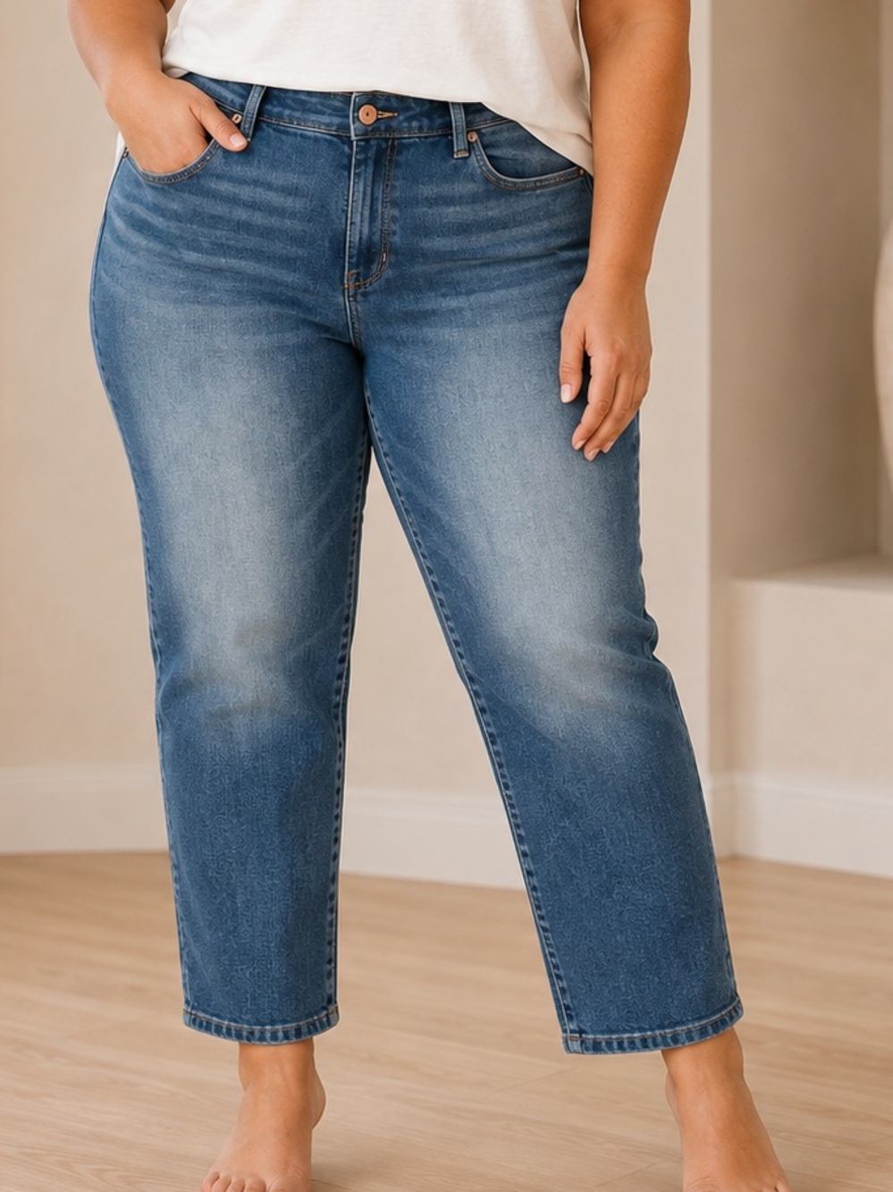 J. Jill Women's Relaxed Blue Jeans - Faded Wash SIZE 14P